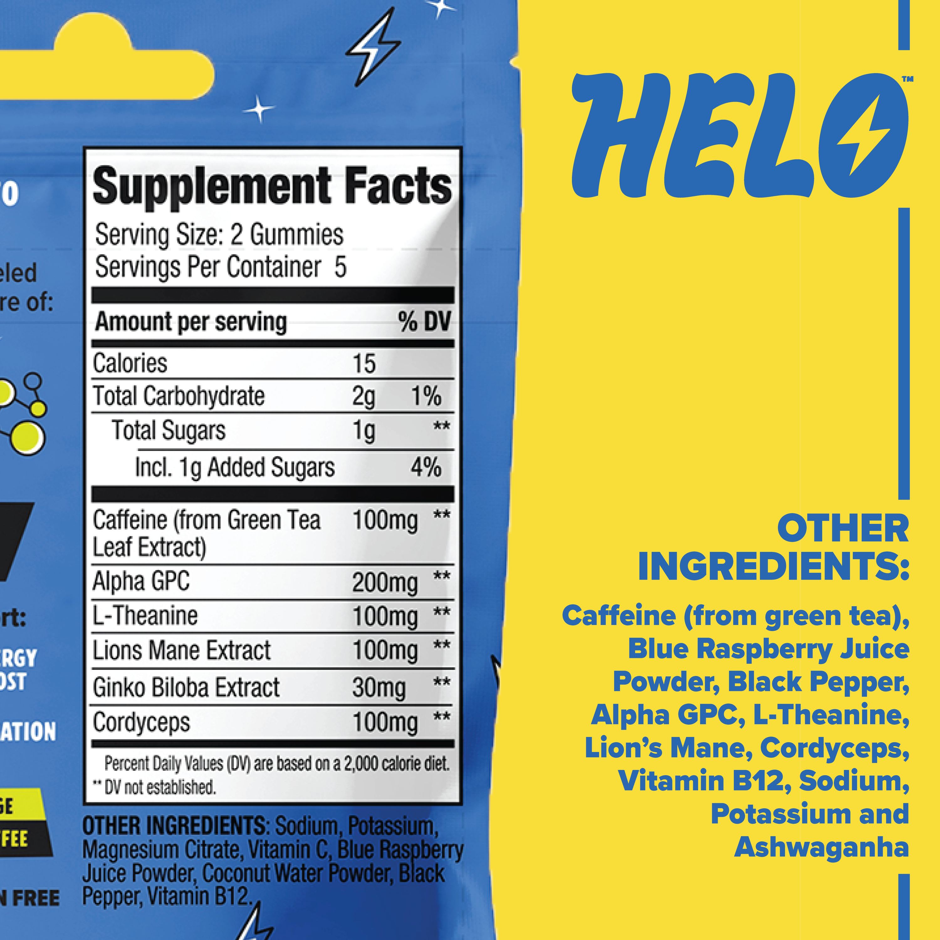 Helo  Energy Gummies Blue Razz 10ct