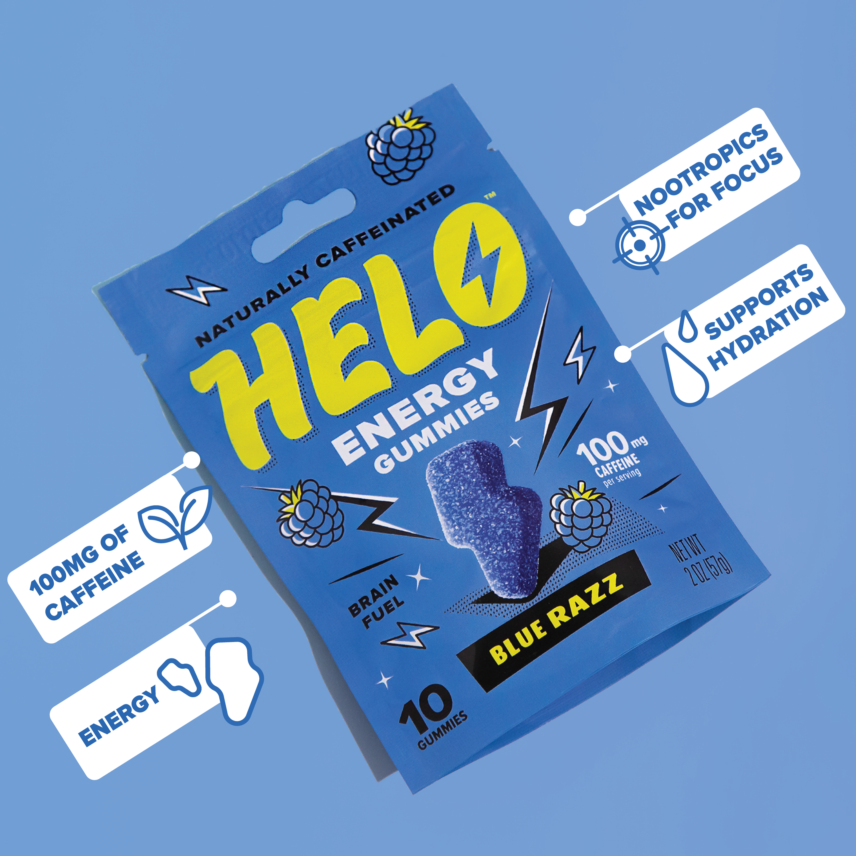 Helo  Energy Gummies Blue Razz 10ct