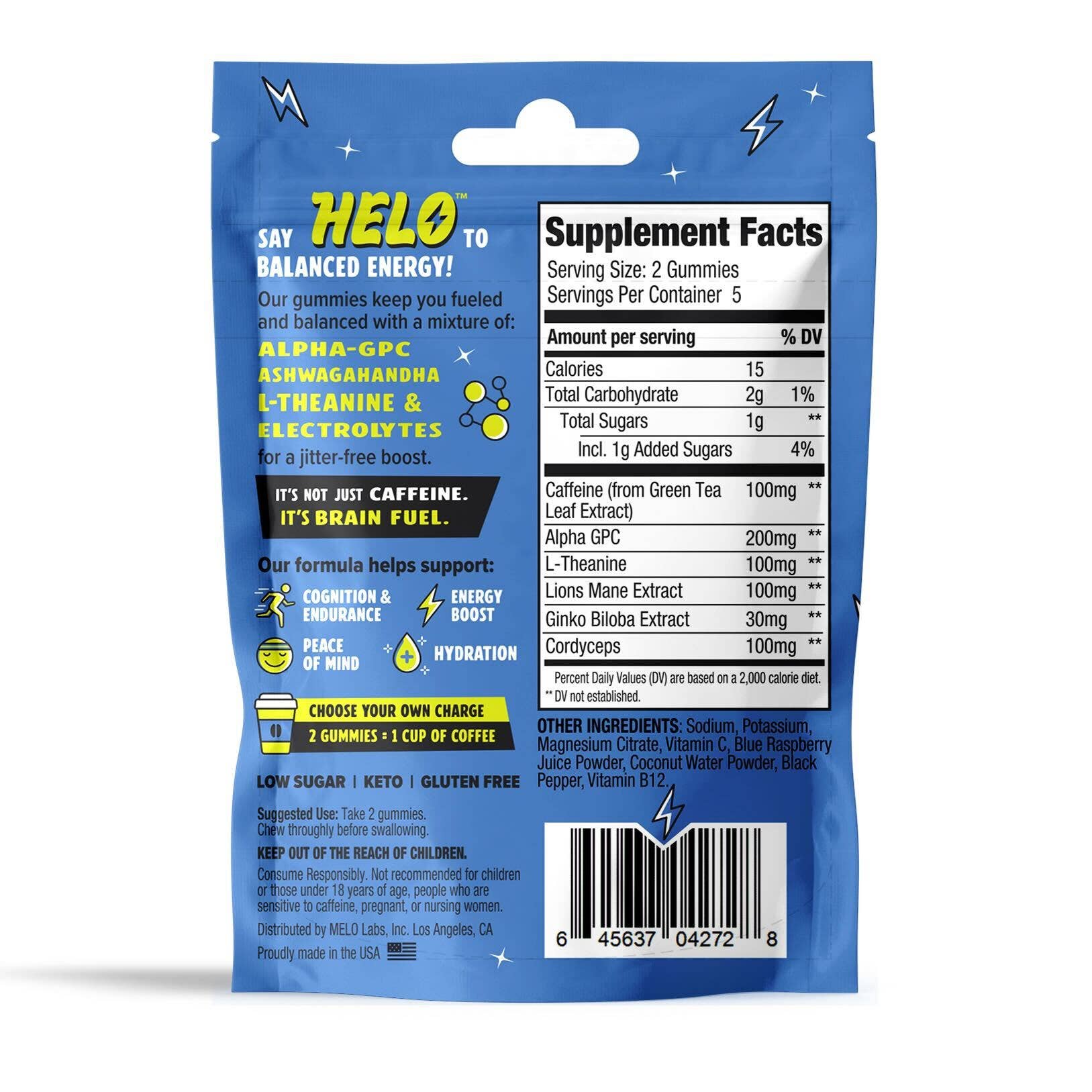 Helo  Energy Gummies Blue Razz 10ct