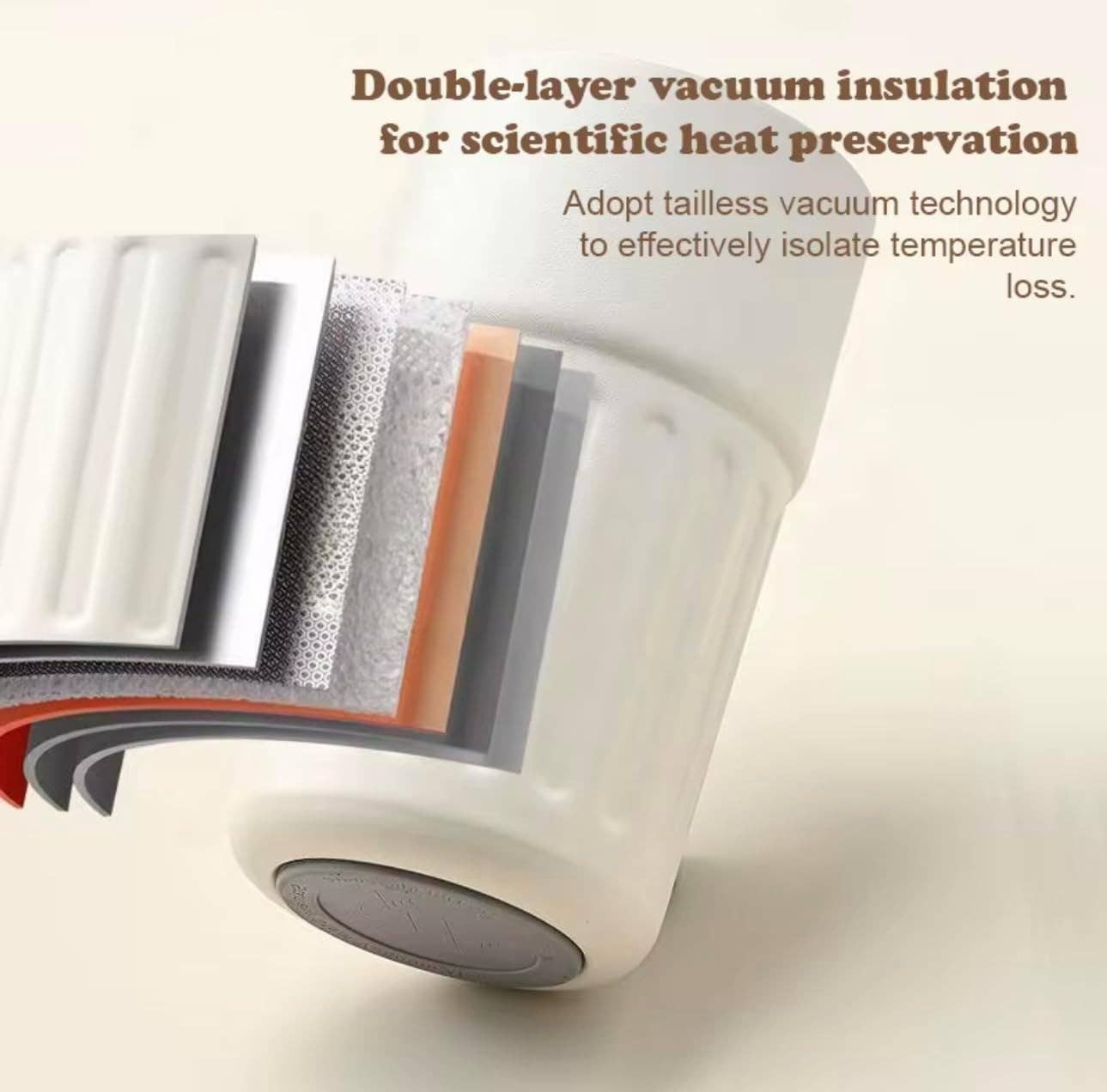 Double-layer vacuum insulation with text on scientific heat preservation